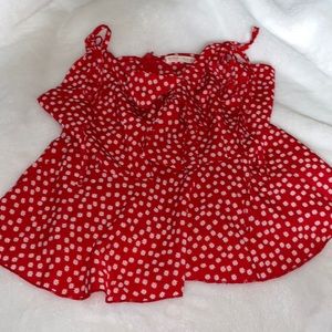 ROMWE red floral crop blouse tank